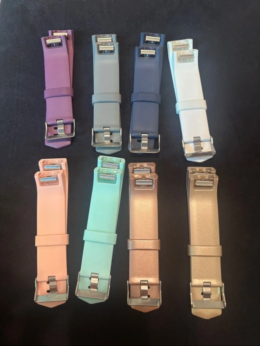 Interchangeable Silicone Fit Bit Watch Bands - Multi-Color Pack (8 bands total)